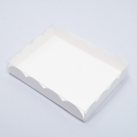 Коробка с прозрачной крышкой 14х10,5х2,5 см, цвет: белый - Магазин для кондитеров "Творим чудеса"