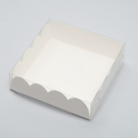 Коробка с прозрачной крышкой 9х9х3 см, цвет: белый - Магазин для кондитеров "Творим чудеса"