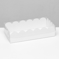Коробка с прозрачной крышкой 10х20х5 см, цвет белый. - Магазин для кондитеров "Творим чудеса"