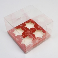Коробка на 4 капкейка «Зимняя ягода», 16х16х11,5 см - Магазин для кондитеров "Творим чудеса"