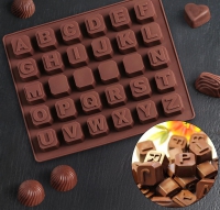Форма силиконовая для шоколада "Английский алфавит" 30 ячеек - Магазин для кондитеров "Творим чудеса"