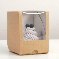Коробочка на 1 капкейк с окном 12,5х9,5х9,5 см, крафт - Магазин для кондитеров "Творим чудеса"