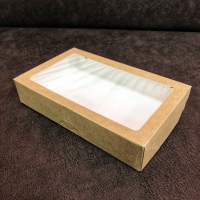 Коробка с окном крафт 20х12х4 см, PRO 25 шт - Магазин для кондитеров "Творим чудеса"