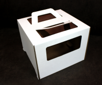 Короб картонный с окном, с ручками, 26х26х20 см - Магазин для кондитеров "Творим чудеса"
