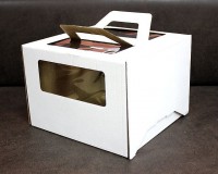 Короб картонный с окном, с ручками 28х28х20 см - Магазин для кондитеров "Творим чудеса"