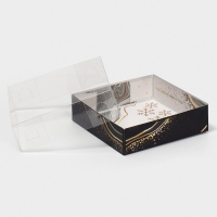 Коробка с прозрачной крышкой "Мрамор", 12х12х3 см - Магазин для кондитеров "Творим чудеса"