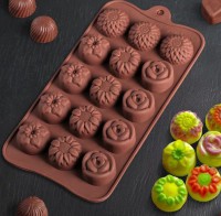 Силиконовая форма для шоколада "Клумба цветов" 15 ячеек - Магазин для кондитеров "Творим чудеса"