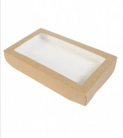 Коробка с окном краф 26х15х4 см - Магазин для кондитеров "Творим чудеса"