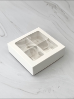 Коробка для конфет, 4 ячейки, 12,5х12,5х3,5 см (белая) - Магазин для кондитеров "Творим чудеса"