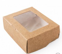 Коробка с окном крафт 10х8х3,5 см - Магазин для кондитеров "Творим чудеса"