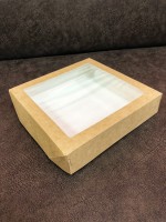 Коробка с окном крафт 20х20х4,5 см (25 шт) - Магазин для кондитеров "Творим чудеса"