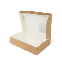 Коробка с окном крафт 27х18,5х5,7 см - Магазин для кондитеров "Творим чудеса"