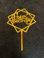 Топпер со стразами Happy Birthday геометрия/золото - Магазин для кондитеров "Творим чудеса"