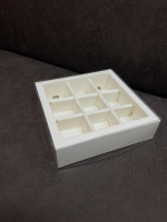 Коробка для конфет, 9 ячеек, 14,5х14,5х3,2 см - Магазин для кондитеров "Творим чудеса"