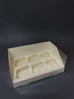 Коробка на 6 капкейков с прозрачной крышкой 24х16х10 см (белая) - Магазин для кондитеров "Творим чудеса"