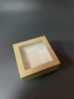 Коробка с окном крафт 11х11х5 см - Магазин для кондитеров "Творим чудеса"