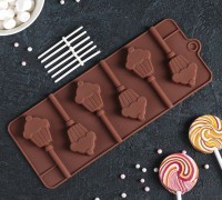 Силиконовая форма для леденцов и шоколада "Кексик", 6 ячеек - Магазин для кондитеров "Творим чудеса"