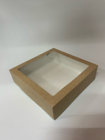 Коробка с окном крафт 20х20х5,5 см (ECO TABOX PRO 1555) - Магазин для кондитеров "Творим чудеса"