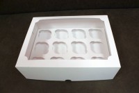 Коробка на 12 капкейков с окном 35х25х10 см (белая) - Магазин для кондитеров "Творим чудеса"
