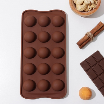 Силиконовая форма для шоколада "Шарики" 15 ячеек - Магазин для кондитеров "Творим чудеса"