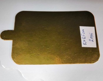 Подложка с держателем прямоугольник (10х6,5 см, толщ. 0,8 мм, цвет: золото) - Магазин для кондитеров "Творим чудеса"