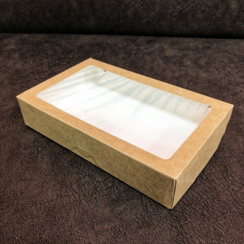 Коробка с окном крафт 20х12х4 см PRO - Магазин для кондитеров "Творим чудеса"