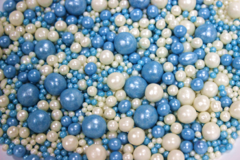 Драже зерновое в глазури микс (цвет: белый, голубой d 12-13, 6-8, 2-5 мм, 50 гр) - Магазин для кондитеров "Творим чудеса"
